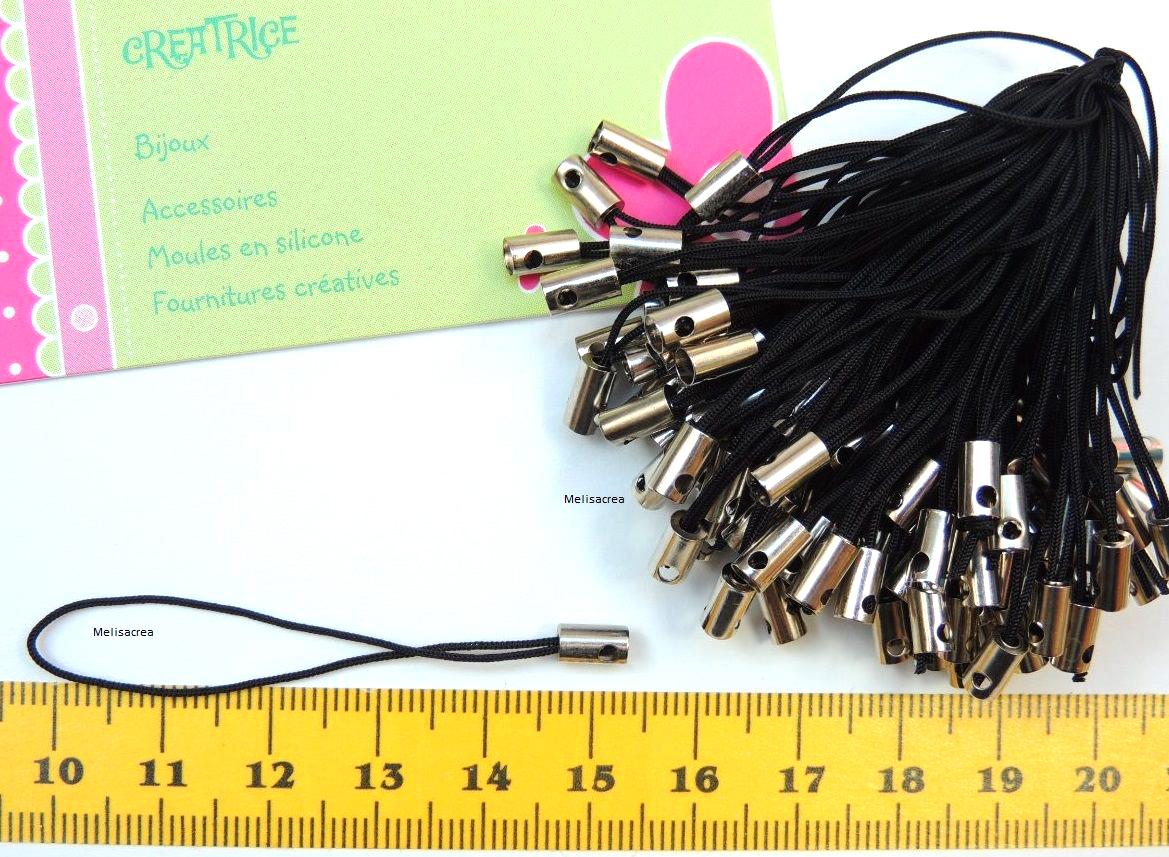 20 straps attache-téléphone ou trousse, noirs (div42) - Un grand