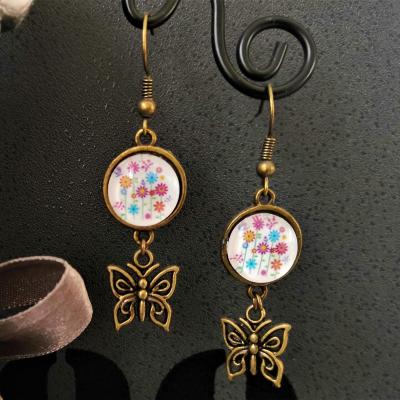 Fleurs papillons boucles d oreilles 2 